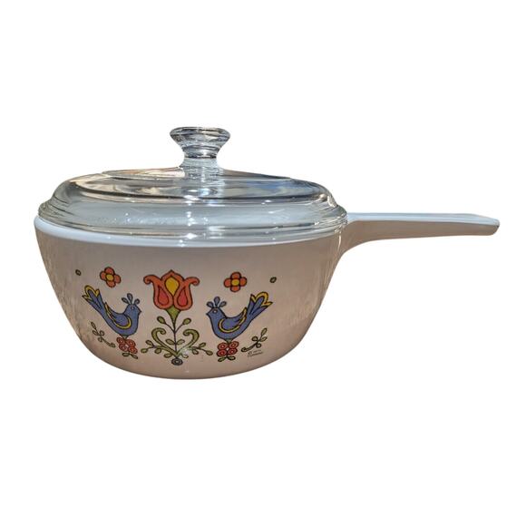 Vintage Corning Ware Country Festival Blue Bird Skillet w/Lids (P-81-B & P-82-B) - Picture 5 of 16